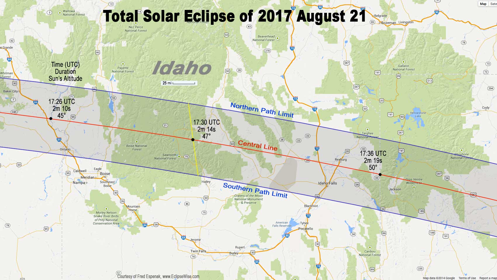 Path of the Eclipse Over Eastern Idaho