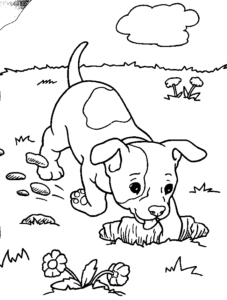 Jack Russel Terrier digging a hole coloring page