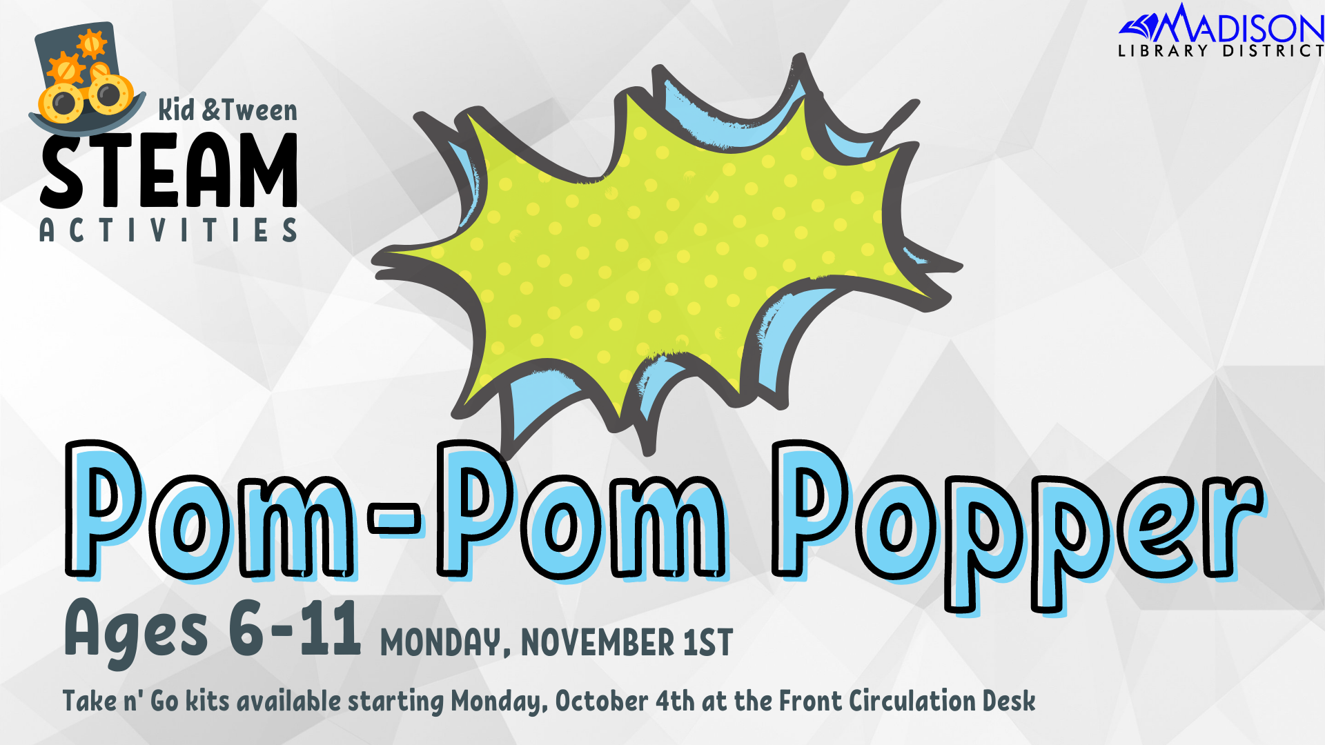 Kid + Tween STEAM: Pom Pom Poppers!