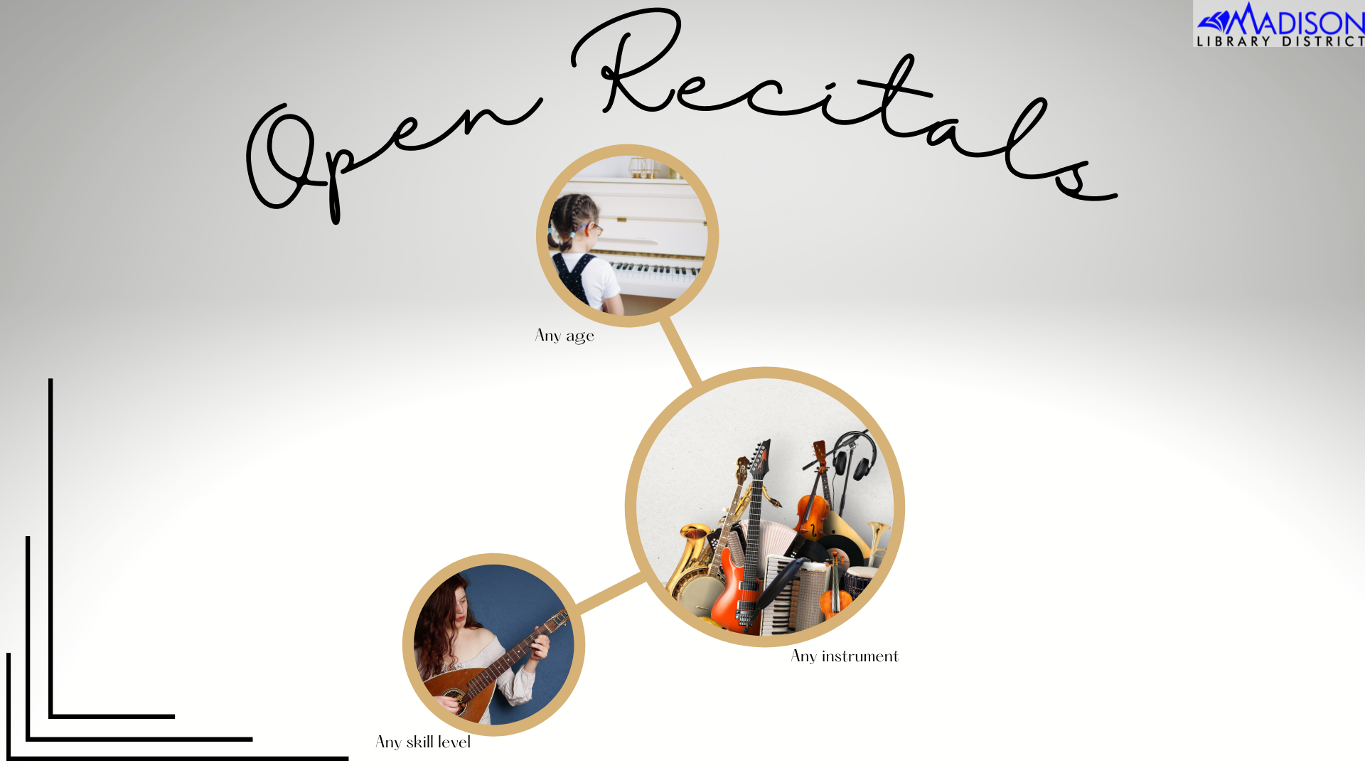 TV BLOG Open Recital 2022 The library will be closed on Wednesday, November 11 for Veteran's Day. No items are due. Thank you.