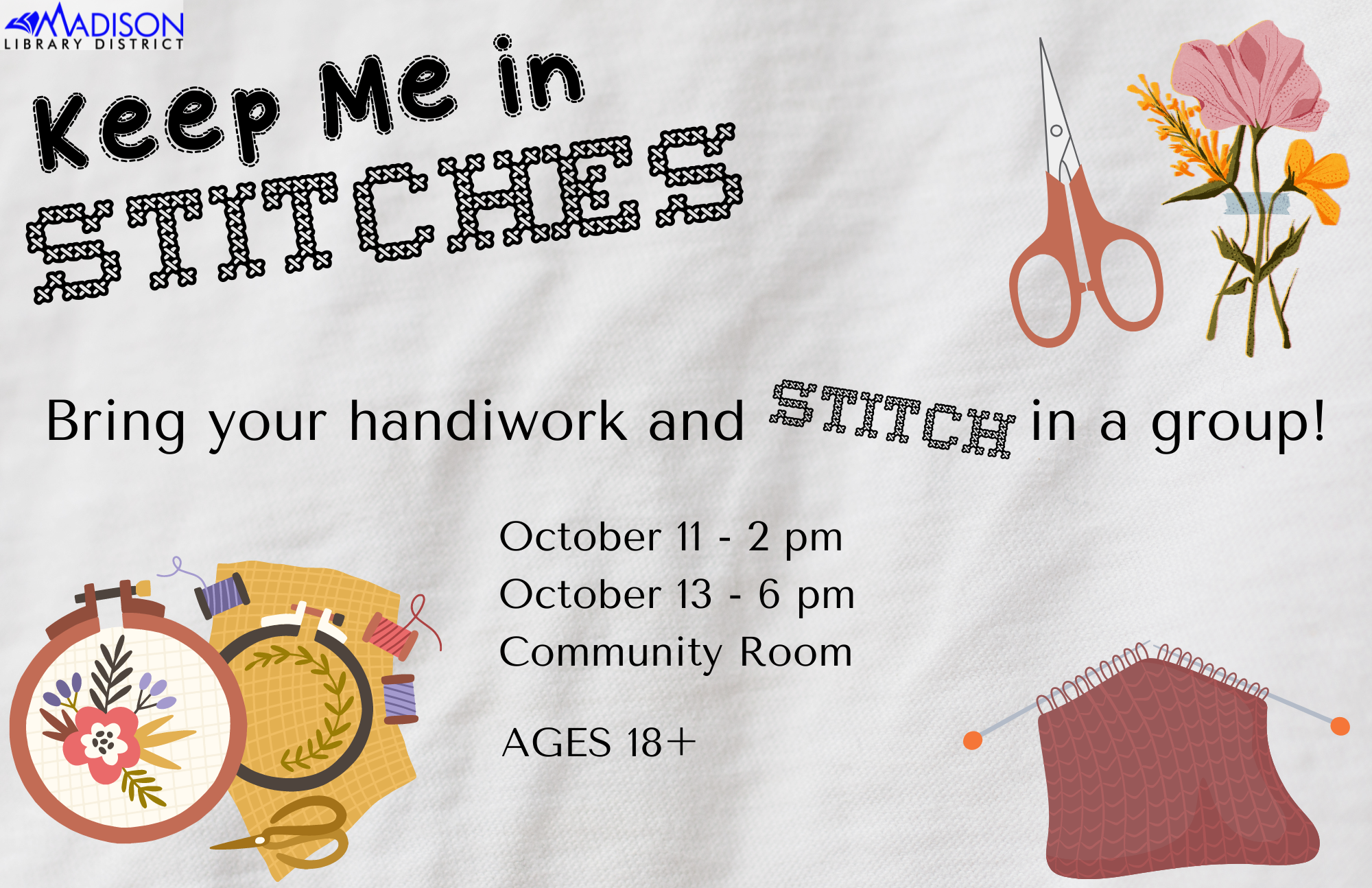 POSTER Keep me in Stitches Oct 2022