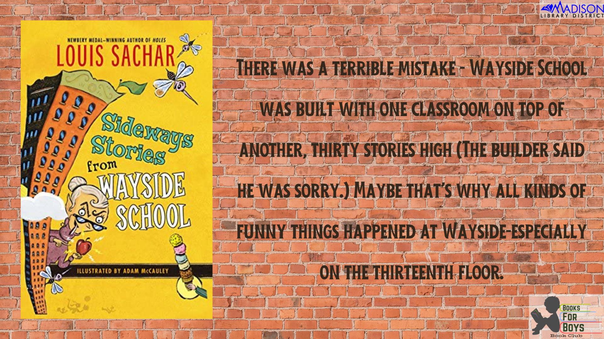 Sideways Stories from Wayside School: Sachar, Louis, Julie Brinckloe:  9780380731480: : Books