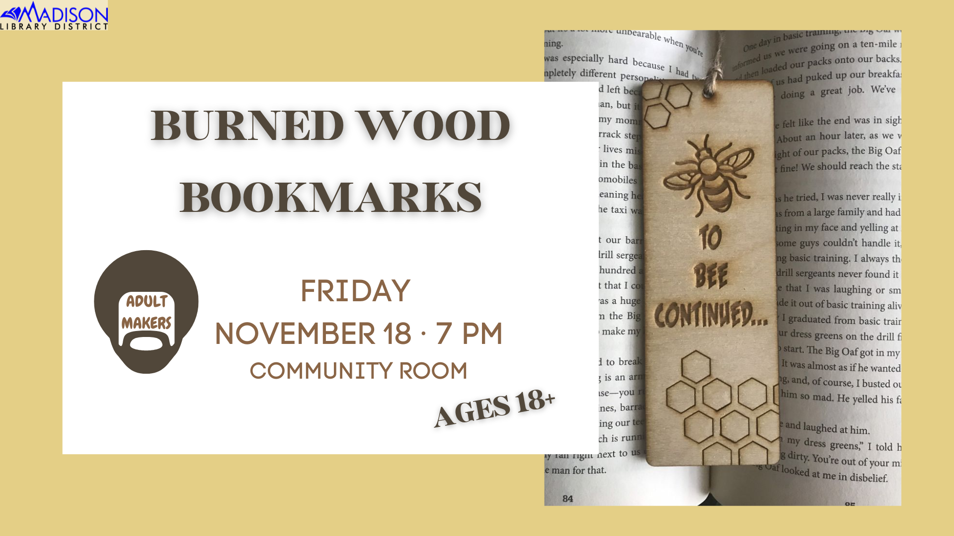 Adult Makers Nov 2022 - Wood Burned Bookmarks