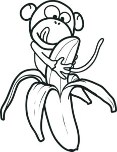 Monkey-Banana-Fruit-Coloring-Page