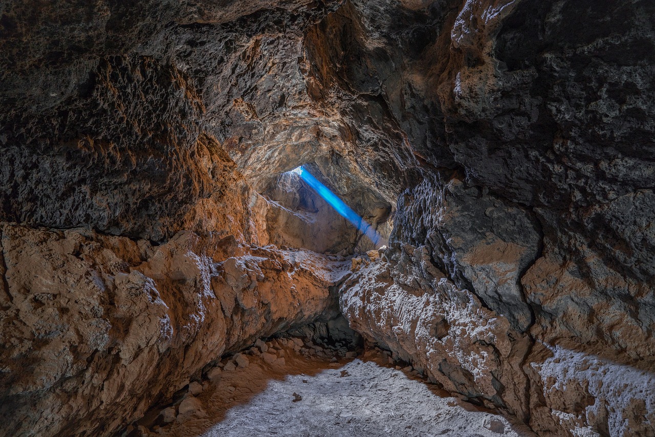 Inside a cave, underground