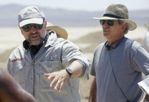 Director Andrew Davis and Louis Sachar on the movie set of Holes.