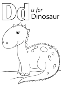 Letter D is for Dinosaur coloring page