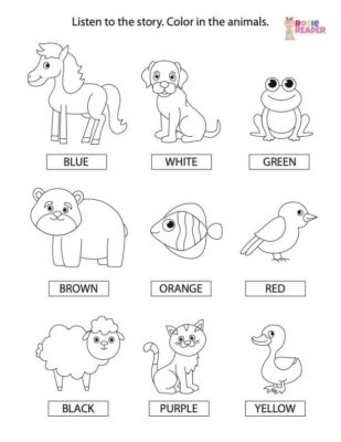 Coloring page featuring all of the animals from the book Brown Bear, Brown Bear, What Do You See?