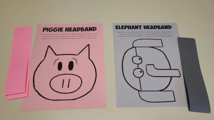 Elephant and Piggie headband craft