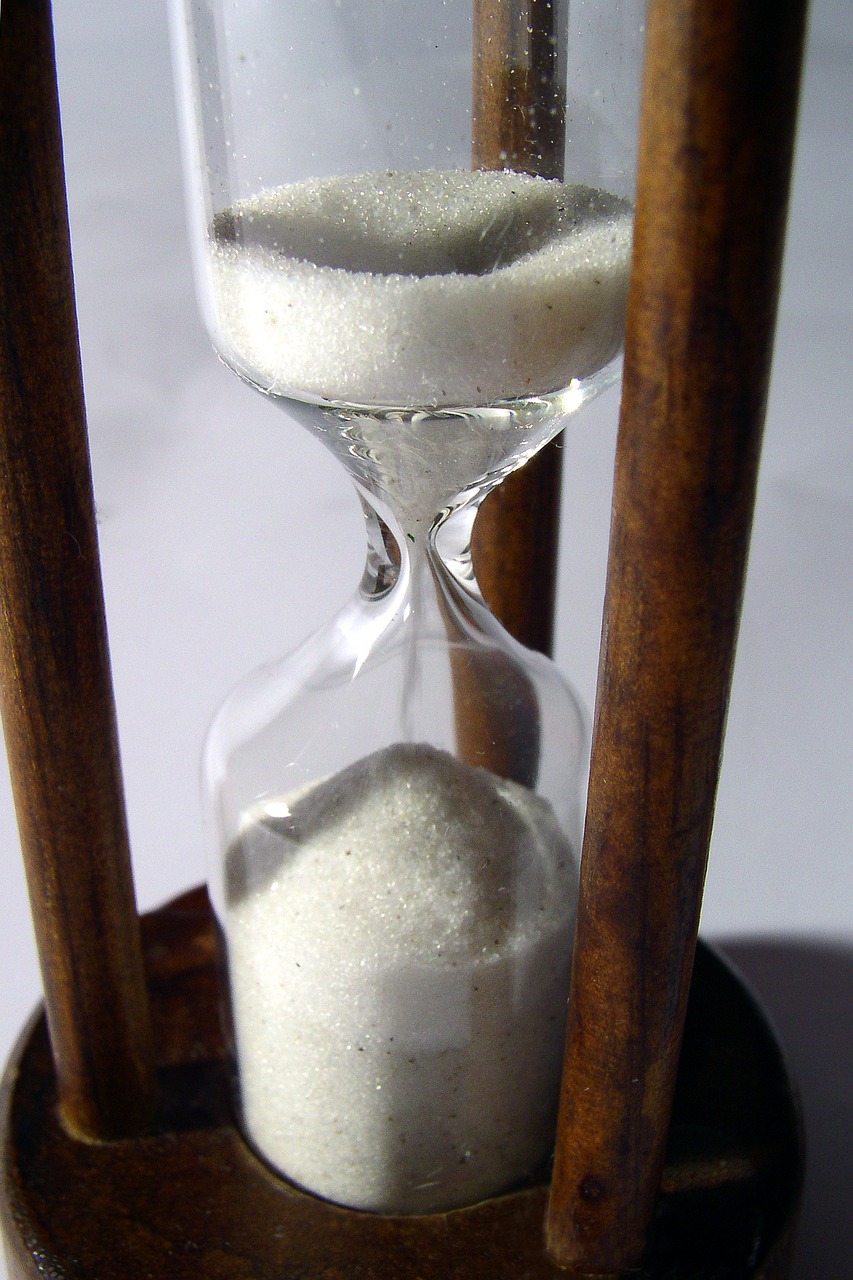 An hourglass passing time.
