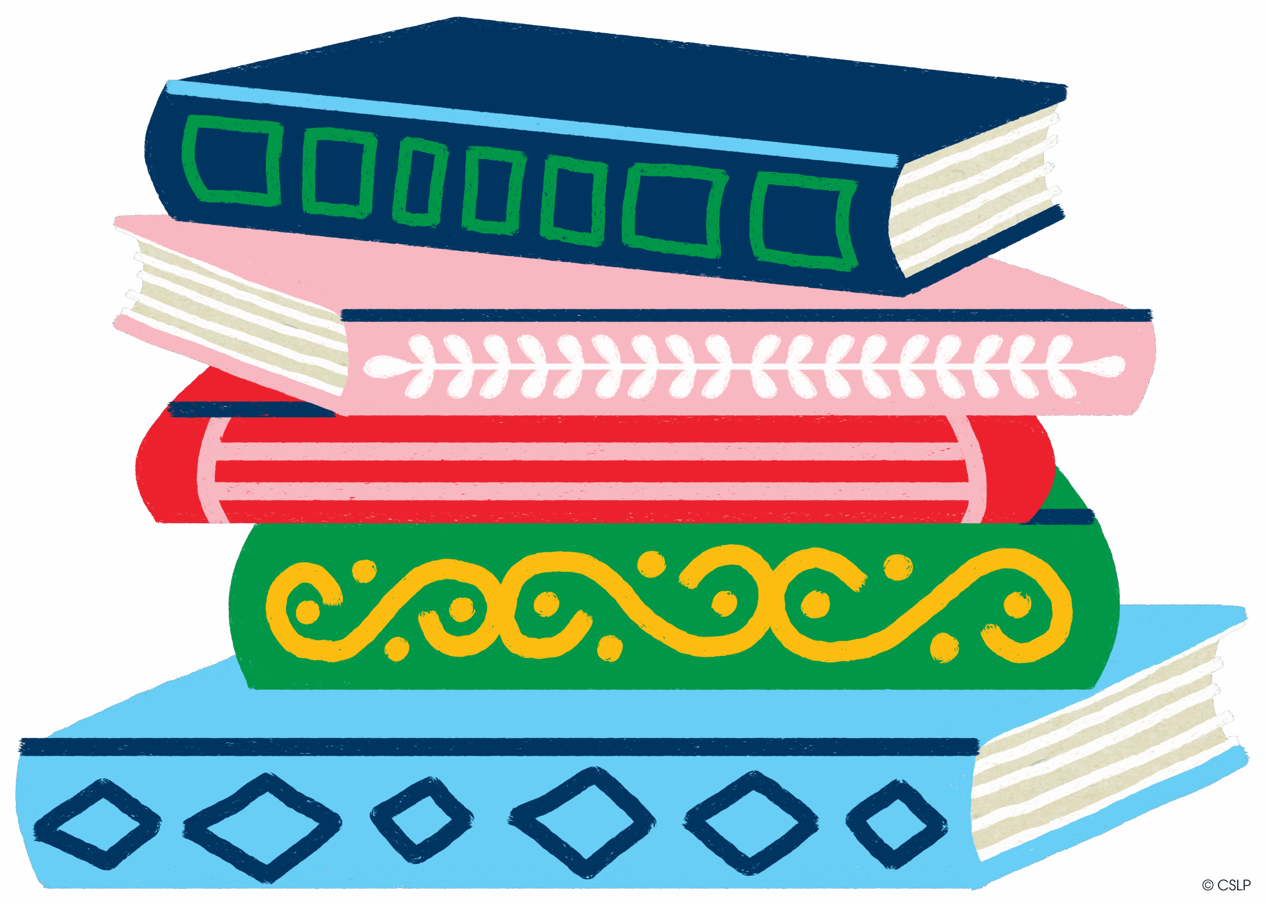 CSLP_2025_BookStackLarge Tween Summer Reading 2025 Black and White