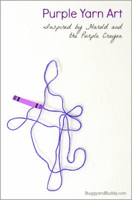 Purple Crayon Yarn art Create crazy art using purple art and glue.