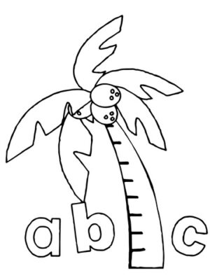 Coloring page featuring the coconut tree from Chicka Chicka Boom Boom.