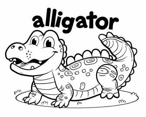 Alligator Coloring Page Coloring page featuring an alligator.