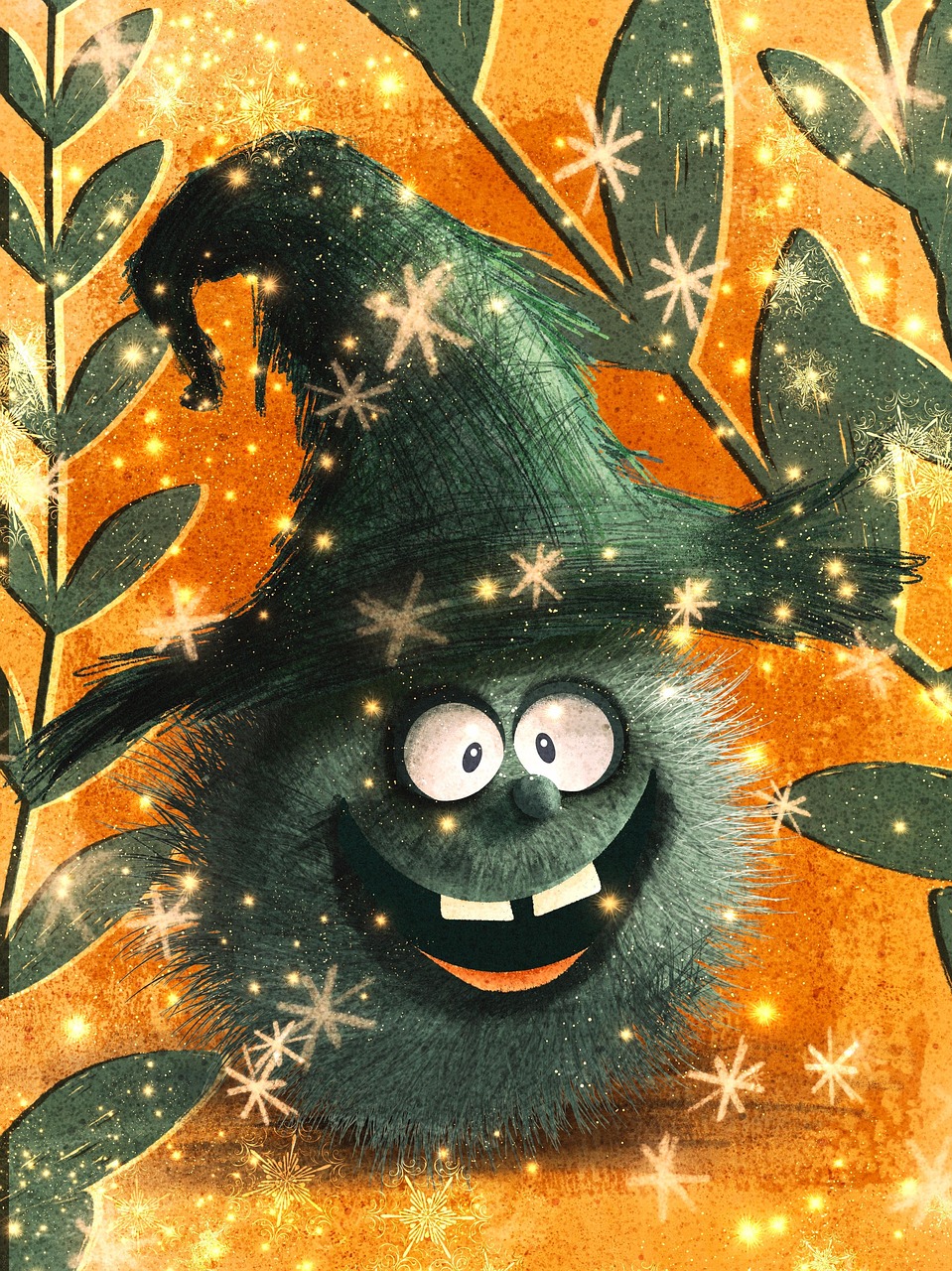 Cute little monster ball in a cute little hat.
