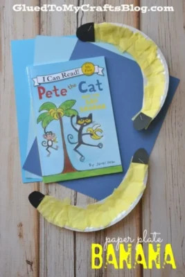 Make a banana from a paper plate and tissue paper
