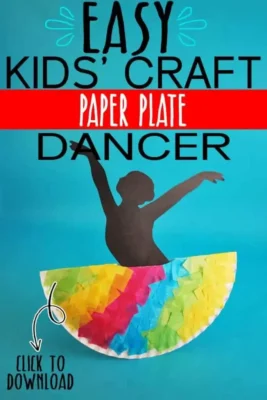 A dancer created from a paper plate and construction paper.
