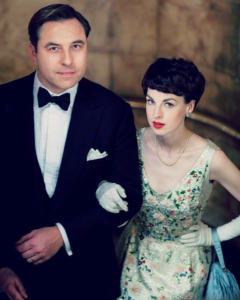 Actors David Walliams and Jessica Raine as Tommy and Tuppence.