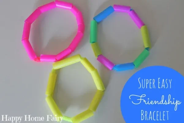 Make a friendship bracelet from straws and pipe cleaner or yarn.