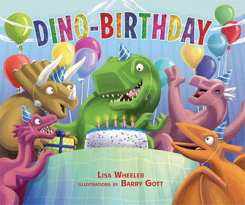 Book cover for Dino-Birthday by Lisa Wheeler